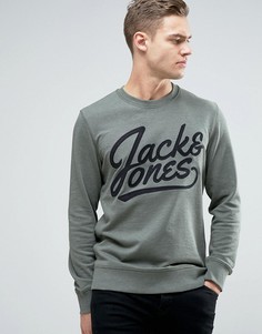 Свитшот с вышитым логотипом Jack &amp; Jones Originals - Зеленый