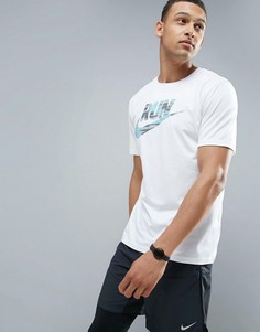 Белая футоболка с логотипом Nike Runnning Dri-Fit 831909-100 - Белый