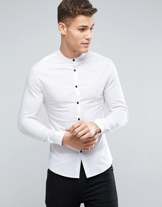 Белая супероблегающая рубашка с контрастными пуговицами ASOS - Белый