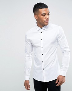 Белая рубашка суперузкого кроя с контрастными пуговицами ASOS - Белый
