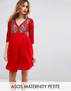 Платье мини с вышивкой ASOS Maternity PETITE - Красный