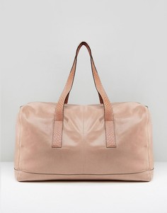 Розовая кожаная сумка с отделкой под змеиную кожу на ручках Urbancode - Розовый