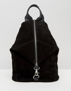 Замшевый рюкзак с карабинным замком ASOS - Черный