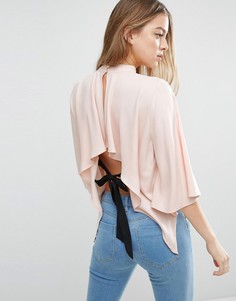 Топ с открытой спиной и завязкой ASOS - Бежевый