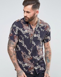 Рубашка классического кроя с цветочным принтом ASOS - Черный