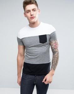 Футболка с полосками в стиле колор блок Celio - Серый