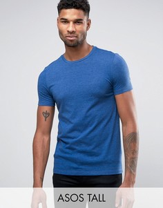 Синяя меланжевая футболка с круглым вырезом ASOS TALL - Синий