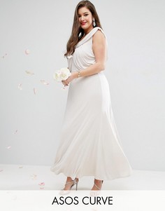 Платье макси с драпировкой ASOS CURVE WEDDING - Розовый