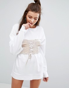 Бархатный топ-корсет Boohoo - Бежевый