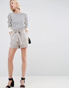 Шорты с присборенной талией ASOS - Серебряный