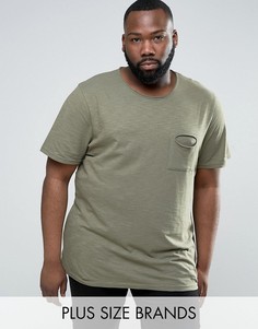 Меланжевая футболка с необработанным краем и карманом Another Influence PLUS - Зеленый