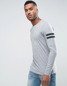 Лонгслив с круглым вырезом и принтом на рукавах Jack &amp; Jones Core - Серый