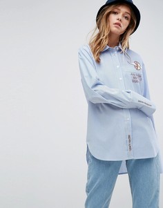 Рубашка в полоску с вышивкой ASOS x Lot Stock - Мульти