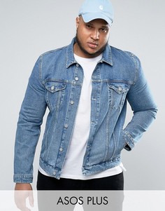 Голубая выбеленная джинсовая куртка ASOS PLUS - Синий