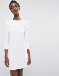 Креповое платье мини с пышными рукавами ASOS - Белый