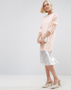 Трикотажное платье с плиссированной юбкой цвета металлик ASOS - Мульти