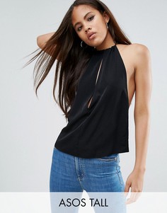 Топ с завязкой на шее и глубоким вырезом ASOS TALL - Черный