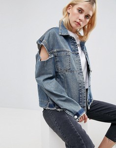 Джинсовая куртка с открытыми плечами ASOS - Синий
