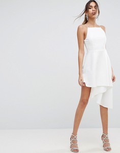 Короткое приталенное платье с асимметричным низом ASOS - Розовый