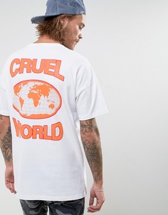 Oversize-футболка с принтом Cruel World на груди и спине ASOS - Белый
