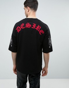 Черная oversize-футболка с принтом ASOS - Черный