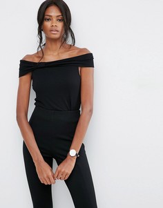 Топ в рубчик с открытыми плечами ASOS - Черный