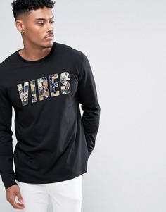 Лонгслив с вышитым пайетками слоганом ASOS - Черный