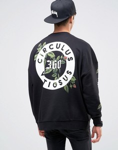 Свободный свитшот с принтом на спине и рукавах ASOS - Черный