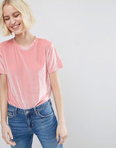Бархатная футболка ASOS - Розовый