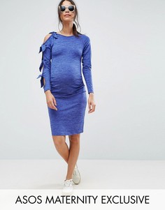 Облегающее платье с узелком ASOS Maternity - Синий