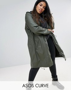 Вощеная парка на молнии ASOS CURVE - Зеленый