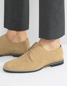 Бежевые замшевые туфли на шнуровке с контрастной подошвой ASOS - Светло-серый