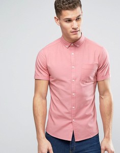 Розовая оксфордская рубашка скинни ASOS - Розовый