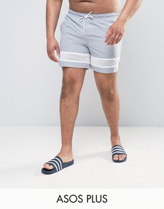 Серые шорты для плавания средней длины с сетчатыми вставками ASOS PLUS - Серый