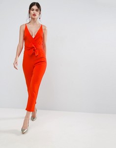 Комбинезон с запахом и поясом ASOS - Красный