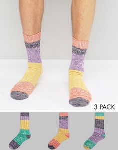 Набор из 3 пар толстых носков в стиле колор блок ASOS - Мульти