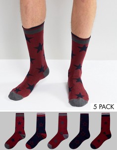 Набор из 5 пар носков с принтом звезд ASOS - Темно-синий