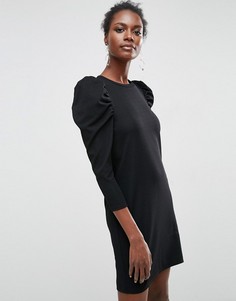 Креповое платье мини с пышными рукавами ASOS - Черный