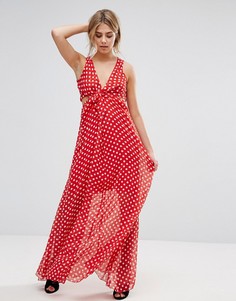 Платье макси в горошек Boohoo - Красный
