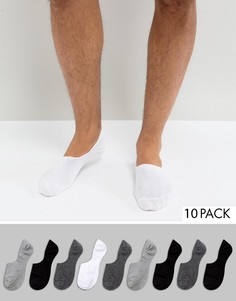 10 пар черно-белых низких носков ASOS - Мульти
