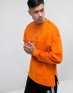 Свободный длинный свитшот с махровыми вставками ASOS - Оранжевый