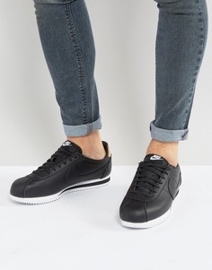 Черные кожаные кроссовки Nike Cortez SE 861535-004 - Черный