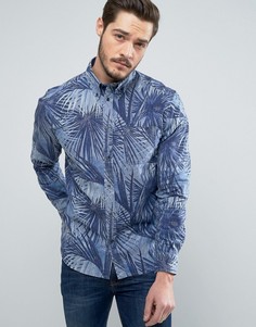 Рубашка классического кроя с принтом пальм Wrangler - Синий
