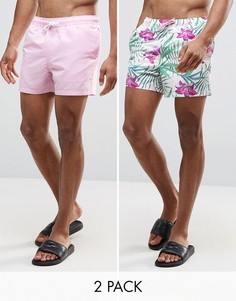 2 коротких шортов для плавания (розовые и с цветочным принтом) ASOS - СКИДКА - Мульти