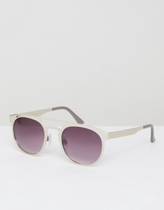Круглые солнцезащитные очки в серебристой металлической оправе Jeepers Peepers - Серебряный