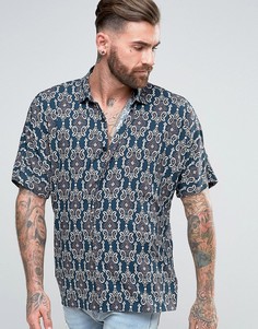 Рубашка классического кроя из вискозы с принтом пейсли ASOS - Темно-синий