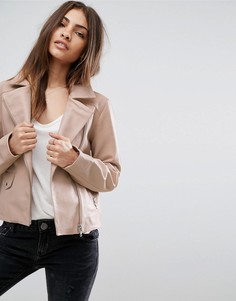 Розовая байкерская куртка из мягкой кожи ASOS - Розовый