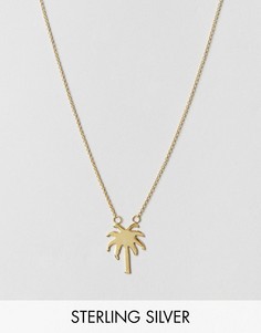 Ожерелье из позолоченного серебра с подвеской-пальмой ASOS - Золотой
