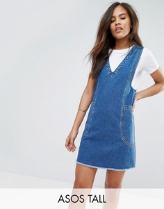 Выбеленное синее джинсовое платье мини ASOS TALL Chuck On - Синий