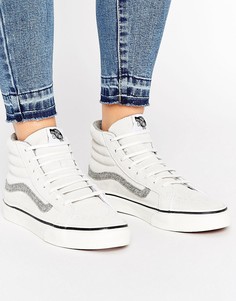 Высокие замшевые кеды Vans Slim Sk8-Hi - Белый